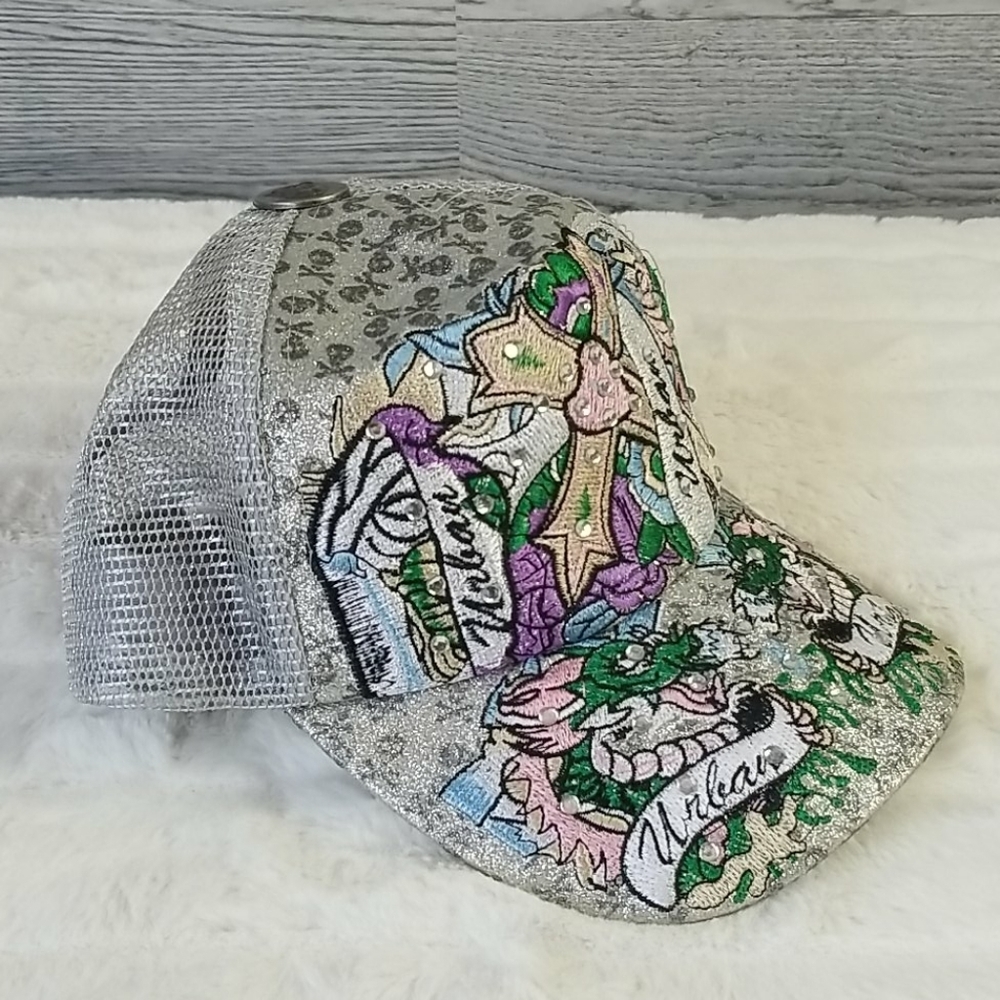 TATTOO HAT // embroidered rhinestone urban cross